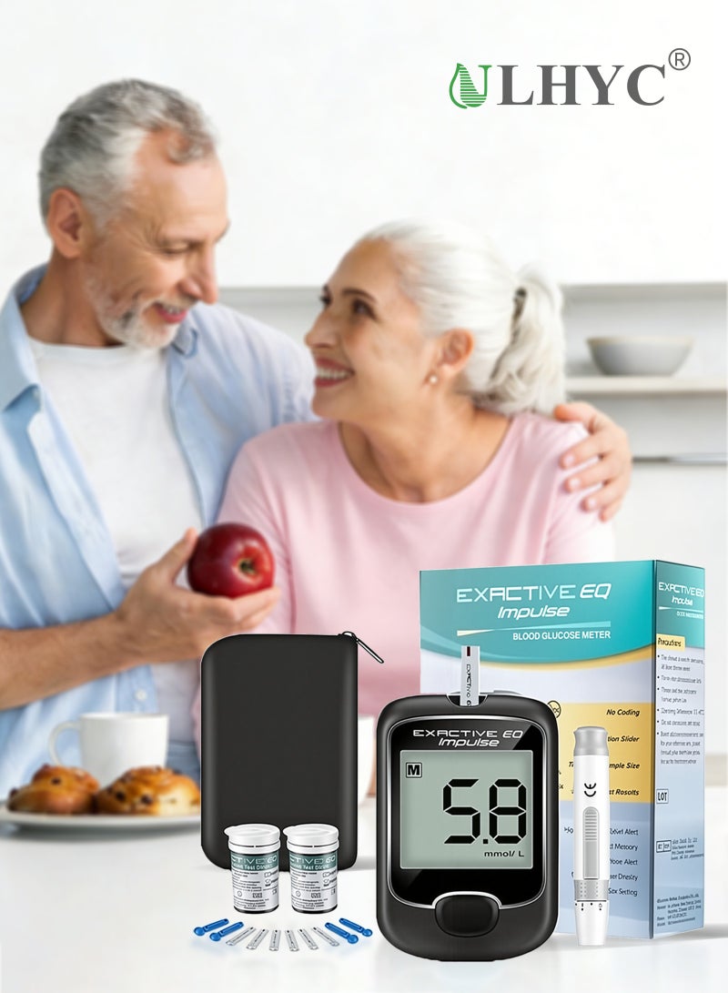 ULHYC Blood Glucose Meter, Fully Automatic Blood Glucose Monitor with LCD Display, Includes 50 Test Strips and Lancets - Image 1